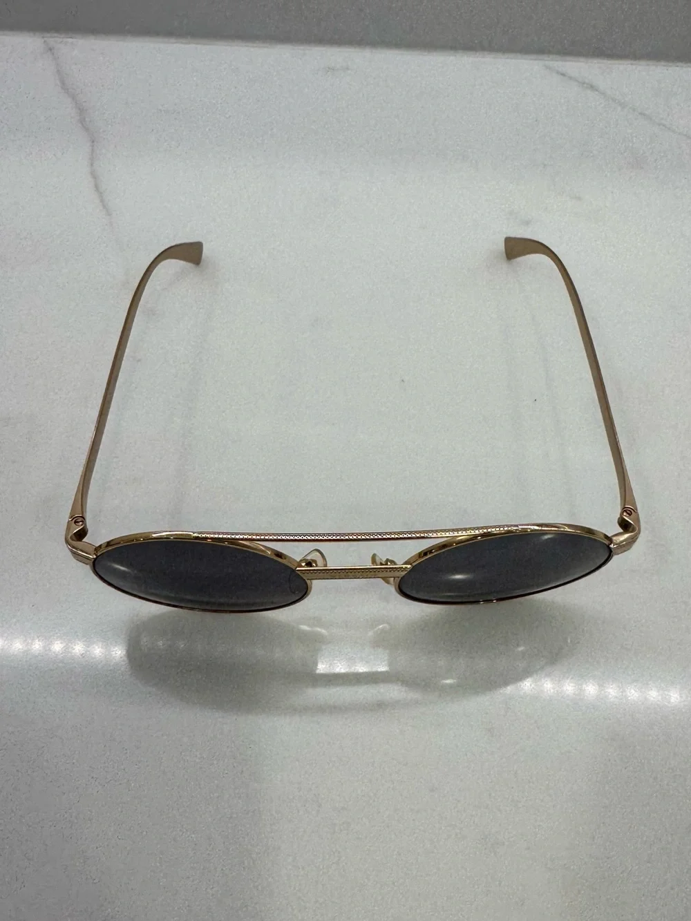 Versace Gold Frame Round Sunglasses with Polarized Lenses